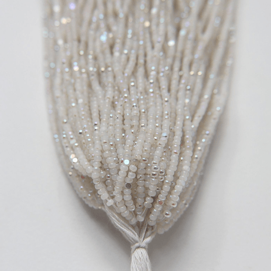 11/0 Charlotte Cut *Premium Seed Bead- Patina Opal White Alabaster Aurore Boreale  (AB) *10g Hank* Charlotte Cut Seedbeads