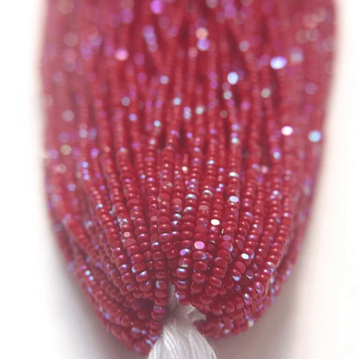11/0 Charlotte Cut *Premium Seed Bead- Patina Opaque Cherry Red AB *10g Hank* Charlotte Cut Seedbeads