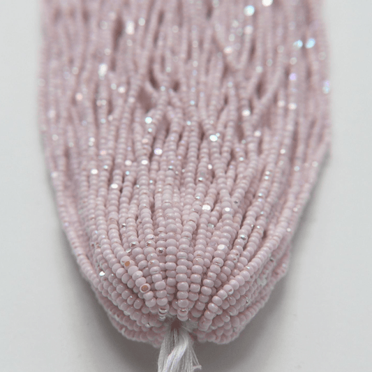 11/0 Charlotte Cut *Premium Seed Bead- Patina Opaque Petal Pink Aurore Boreale *10g Hank* Charlotte Cut Seedbeads