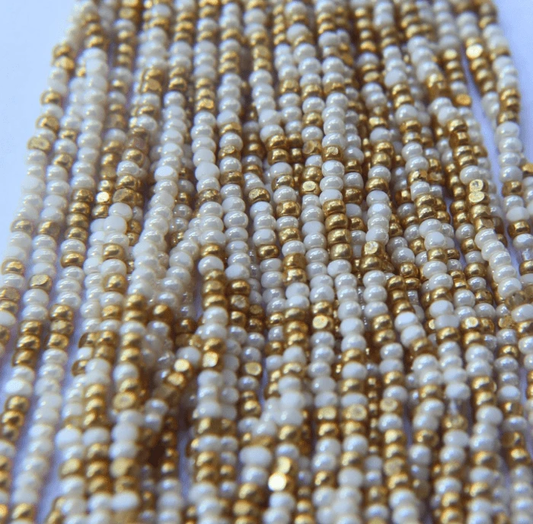 11/0 Charlotte Cut Seed Bead -  Ivory and Gold Patina Mix 10g Charlotte Cut Seedbeads