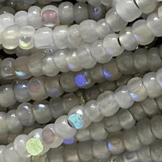 11/0 Charlotte Cut Seed Bead - Opal Diamond Grey AB 10g Charlotte Cut Seedbeads