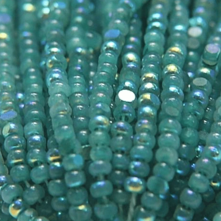 11/0 Charlotte Cut Seed Bead- Opal Neon Teal Aurore Boreale PREMIUM *10g Hank* Charlotte Cut Seedbeads