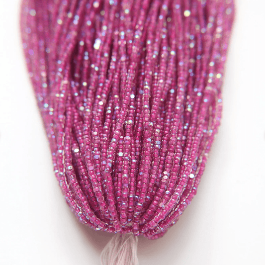 11/0 Charlotte Cut Seed Bead- Patina Electric Fuchsia Lined Aurore Boreale  *10g Hank* Charlotte Cut Seedbeads