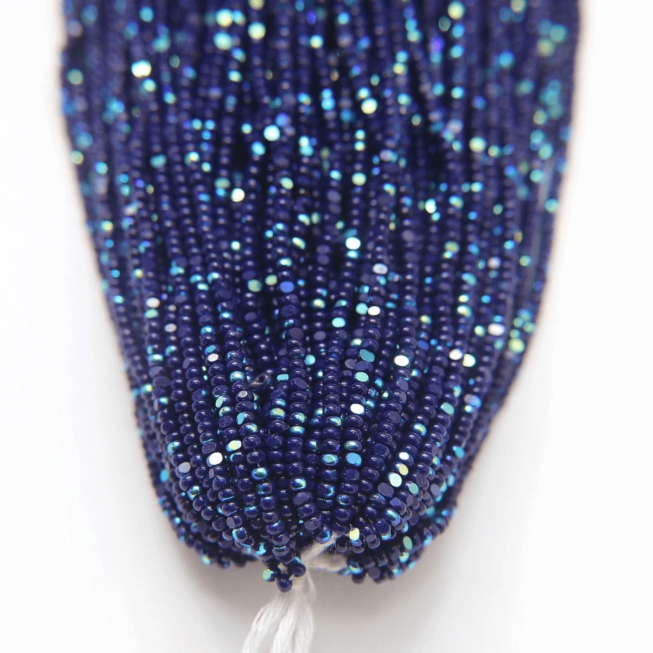 11/0 Charlotte Cut Seed Bead- Patina Opaque Dark Navy Blue Aurore Boreale *10g Hank* Charlotte Cut Seedbeads