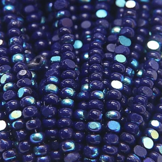 11/0 Charlotte Cut Seed Bead- Patina Opaque Dark Navy Blue Aurore Boreale *10g Hank* Charlotte Cut Seedbeads