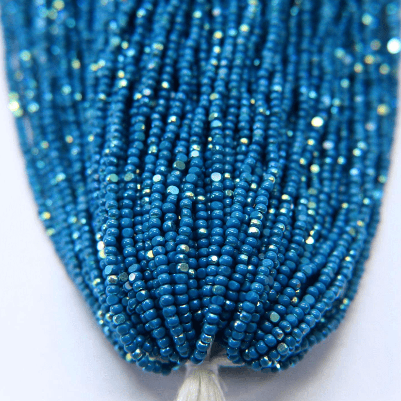 11/0 Charlotte Cut Seed Bead-Patina Opaque Teal Blue Aurore Boreale AB *10g Hank* Charlotte Cut Seedbeads