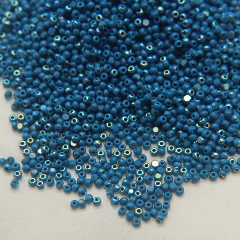 11/0 Charlotte Cut Seed Bead-Patina Opaque Teal Blue Aurore Boreale AB *10g Hank* Charlotte Cut Seedbeads