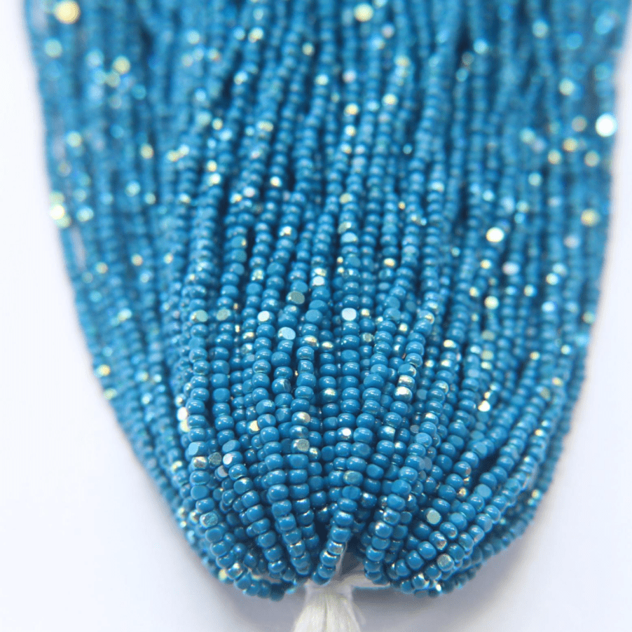 11/0 Charlotte Cut Seed Bead- Patina Opaque Teal Blue Patina Aurore Boreale *10g Hank* Charlotte Cut Seedbeads