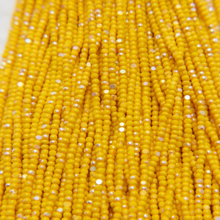 11/0 Charlotte Cut Seed Bead- Patina Opaque Yellow Aurore Boreale AB  *10g Hank* Charlotte Cut Seedbeads