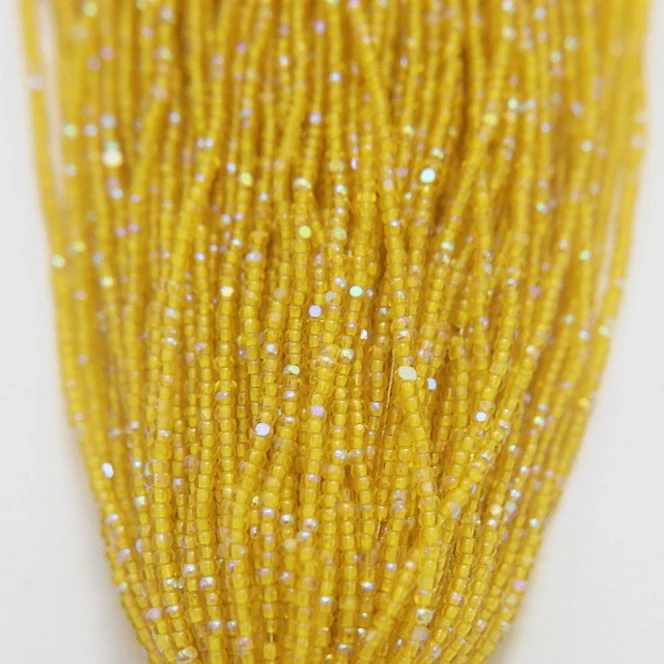 11/0 Charlotte Cut Seed Bead - Patina Transparent Yellow Aurore Boreale 10g Charlotte Cut Seedbeads
