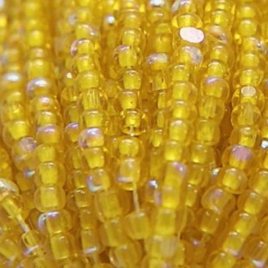 11/0 Charlotte Cut Seed Bead - Patina Transparent Yellow Aurore Boreale 10g Charlotte Cut Seedbeads