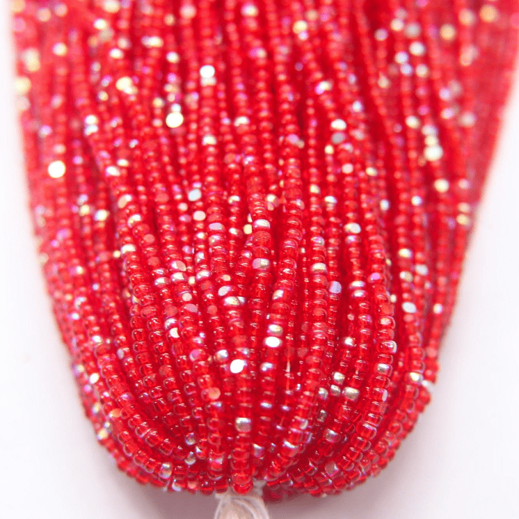 11/0 Charlotte Cut Seed Bead- Transparent Light Siam Aurore Boreale *10g Hank* Charlotte Cut Seedbeads