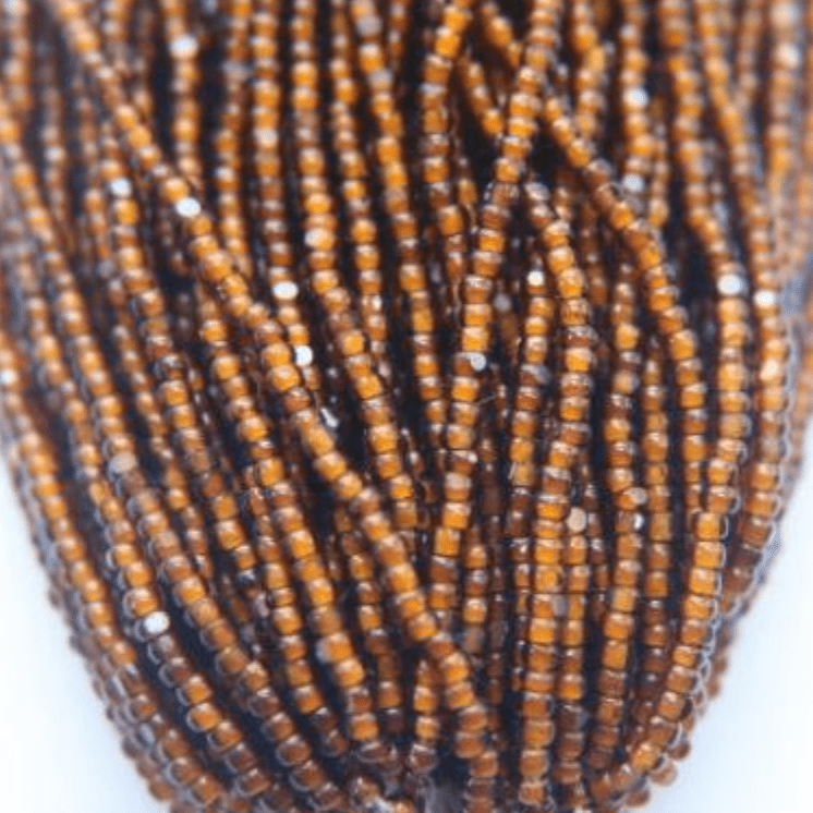 11/0 Charlotte Cut Seed Bead- White Lined Dark Smokey Topaz (Brown)  *10g Hank* Charlotte Cut Seedbeads