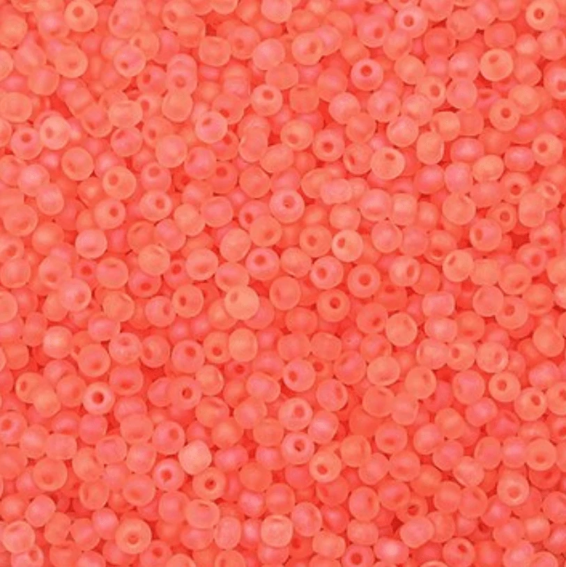 11/0 Japanese Seedbeads, Frosted Matte Coral Orange Pink 10g 11/0 TOHO Seed Beads