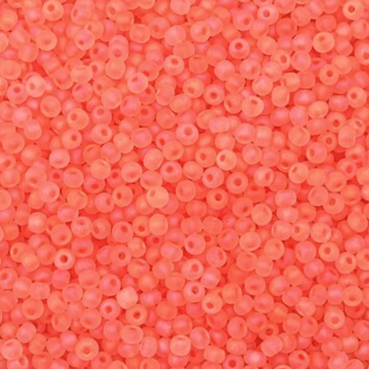 11/0 Japanese Seedbeads, Frosted Matte Coral Orange Pink 10g 11/0 TOHO Seed Beads