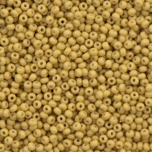 11/0 Mustard Yellow Chalk Dyed Solgel, Preciosa Seed Beads 22g 11/0 Preciosa Seed Beads