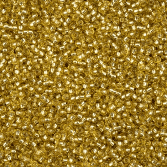 11/0 Mustard Yellow SOLGEL Transparent Silver lined Preciosa Seed Bead (22g) *NEW* 11/0 Preciosa Seed Beads