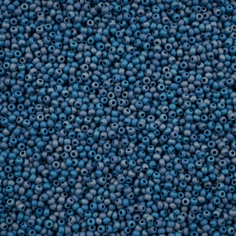 11/0  Opaque Blue Matte Rainbow, Preciosa Seed Bead (22g) 11/0 Preciosa Seed Beads
