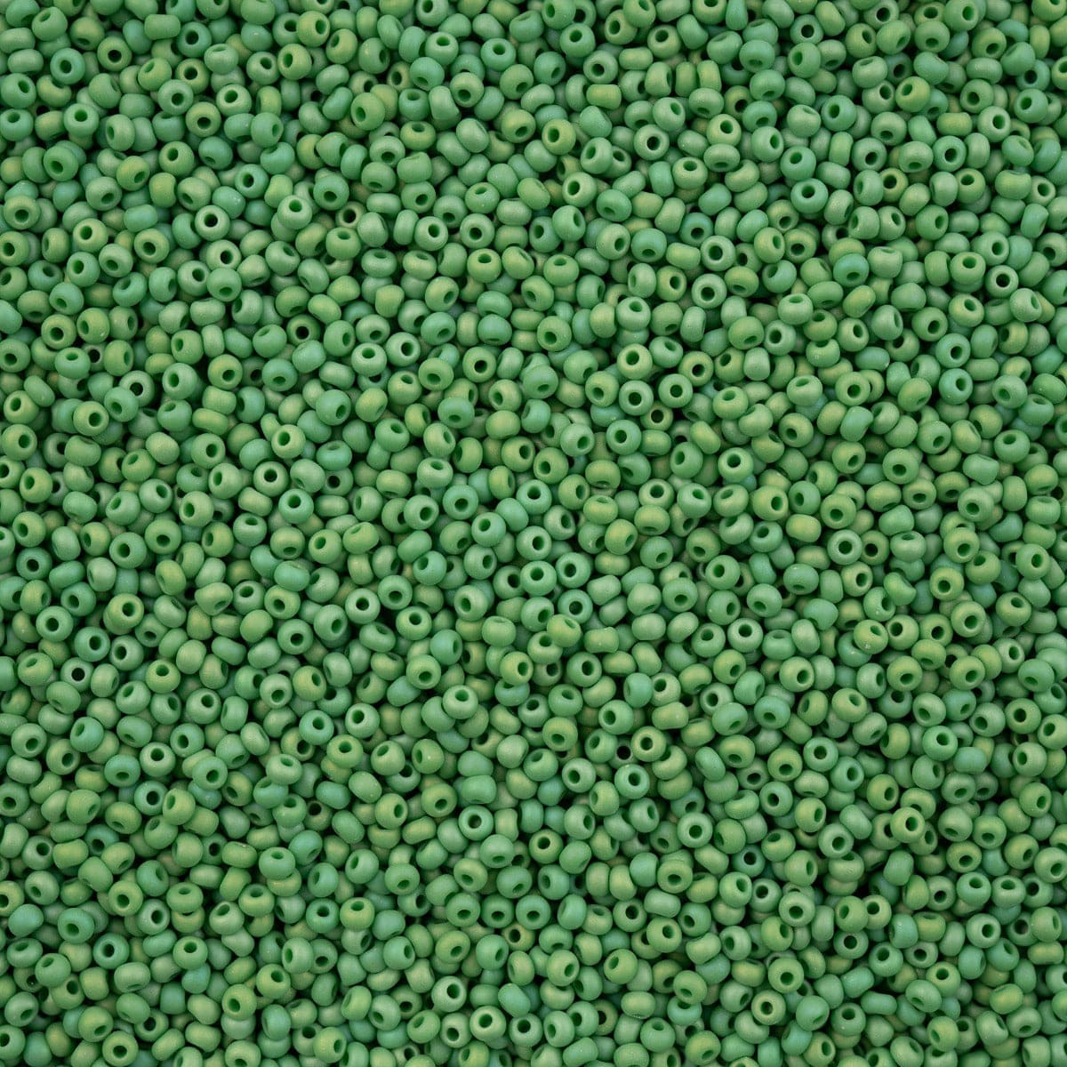 11/0  Opaque Green Matte Rainbow, Preciosa Seed Bead (22g) 11/0 Preciosa Seed Beads