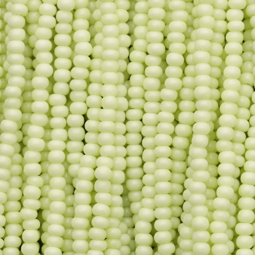 11/0 Soft Pale Yellow-Green Chalk Solgel Opaque, Preciosa Seed Beads (Hank) 11/0 Preciosa Seed Beads