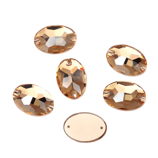 11*16mm Golden Shadow Tan Oval, Sew on, Fancy Glass Gems (Sold in Pair) Fancy Glass Gems