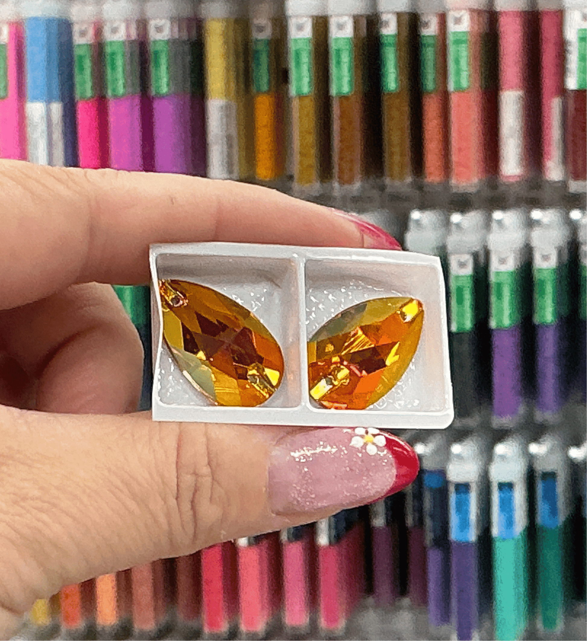 11*18mm & 13*22mm Astral Pink *Orange Flame Teardrop, Sew on, Fancy Glass Gems (Sold in Pair) Fancy Glass Gems