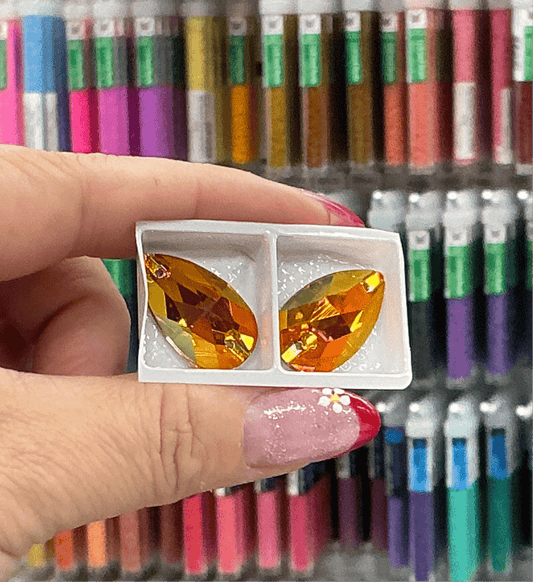 11*18mm & 13*22mm Astral Pink *Orange Flame Teardrop, Sew on, Fancy Glass Gems (Sold in Pair) Fancy Glass Gems