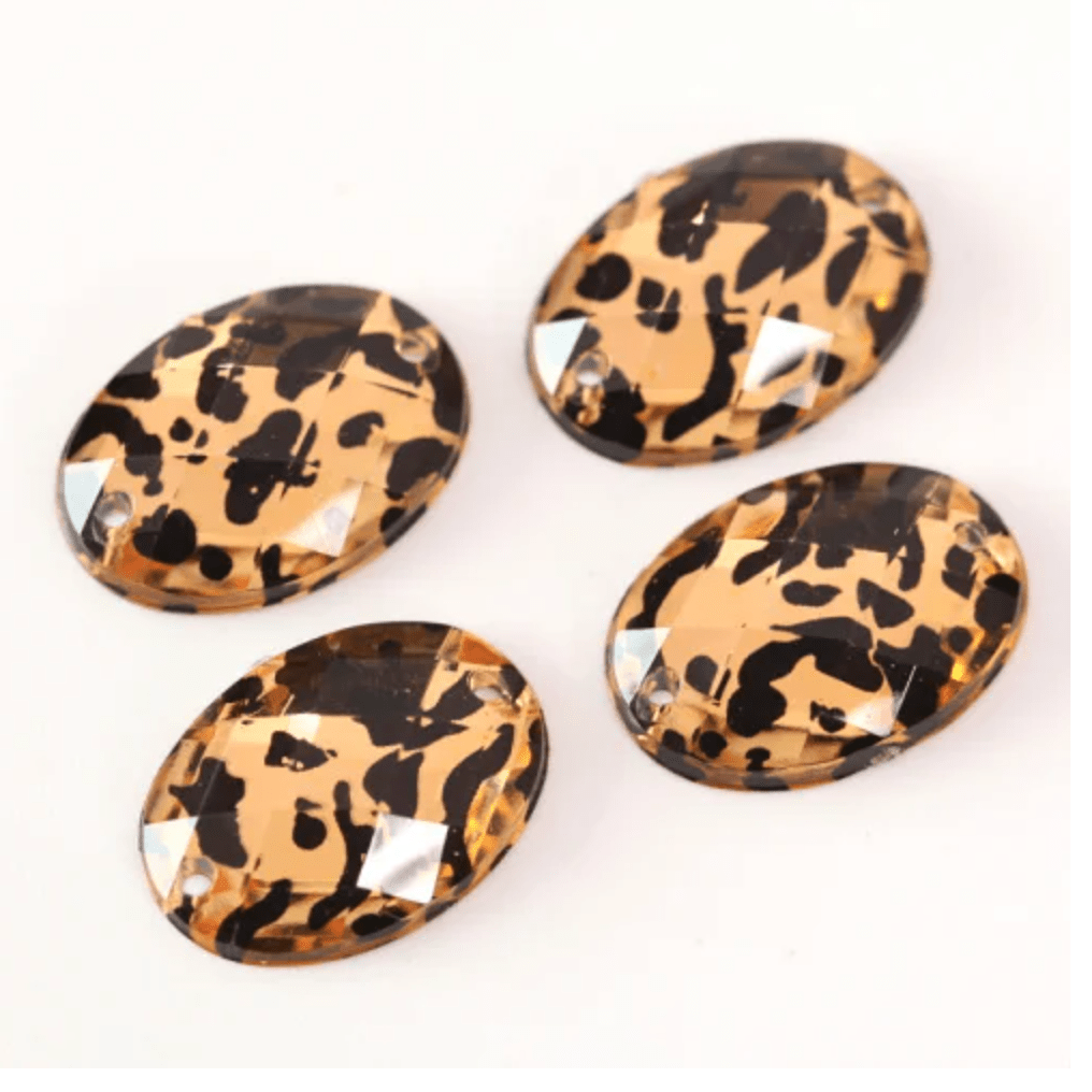 11*18mm Animal Print Oval, Sew on, Resin Gem (Sold in Pair) Resin Gems