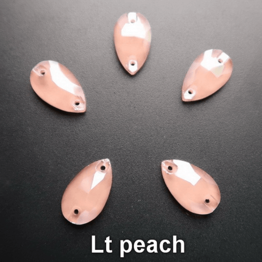 11*18mm Light Peach Orange Jelly Luster Teardrops, Sew on, Foil Back, Glass Gem (Sold in Pair) Glass Gems
