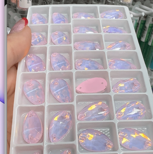 11*18mm Mocha Light Pink Teardrop shaped, Sew on, Strass Fancy Glass Gems (Sold in Pair) Fancy Glass Gems