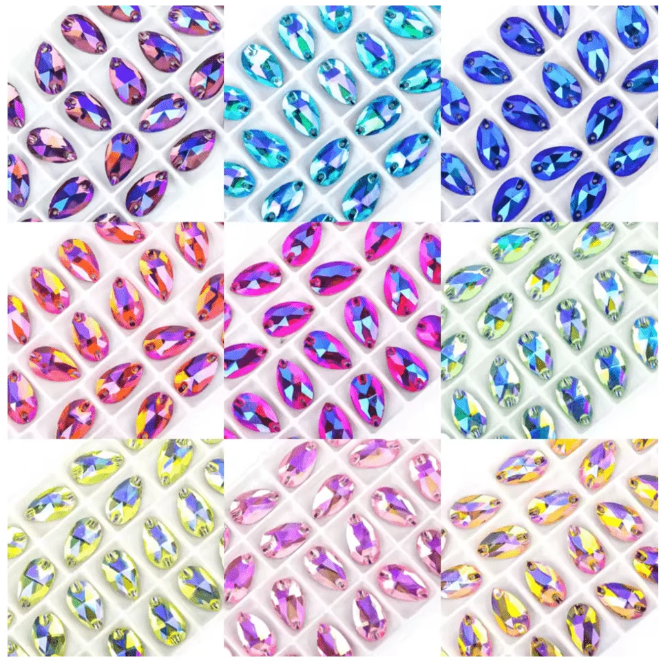 11*18mm "Mystery Teardrop Packs" - 14 Pairs of Teardrop Glass Gem Set, Promotions Promotions