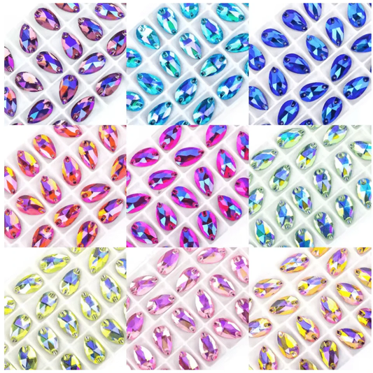11*18mm "Mystery Teardrop Packs" - 14 Pairs of Teardrop Glass Gem Set, Promotions Promotions