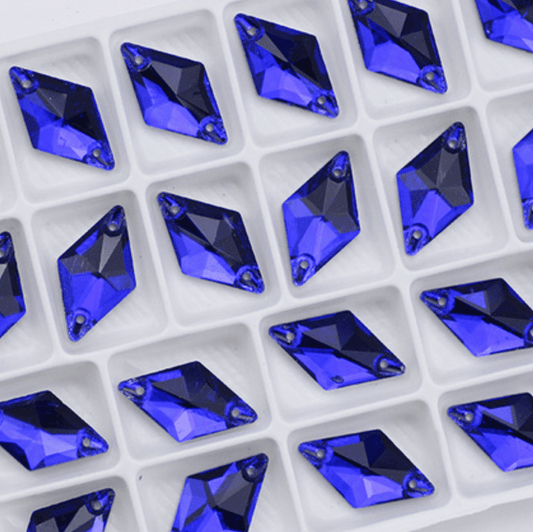 11*19mm Dark Blue  Rhombus Diamond Shaped, Sew on, Glass Gem (Sold in Pair) Glass Gems
