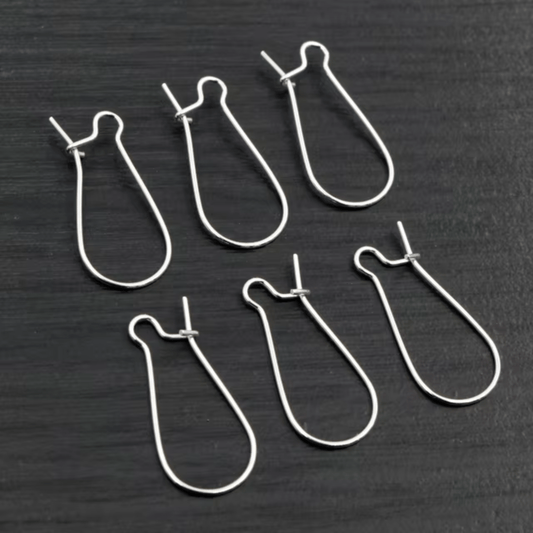 11*24mm Rounded Kidney Earwire SILVER  Earring Findings 100 pcs, Basics Basics