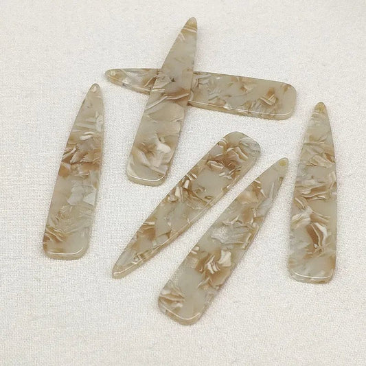 11*55mm Ivory -Tan Marble, Sew on, Large Resin Gem (Sold in Pair) Resin Gems