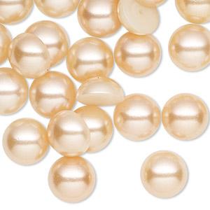 11mm Peach Pearl Acrylic Pearl Gems, Glue on, Pearl Resin Gems (Sold by pair) Resin Gems