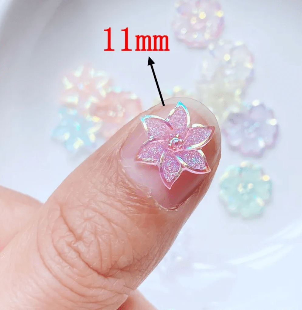 11mm Pink/Violet AB Floral Petal Shape, Glue on, Resin Gems (Sold in Pair) Resin Gems