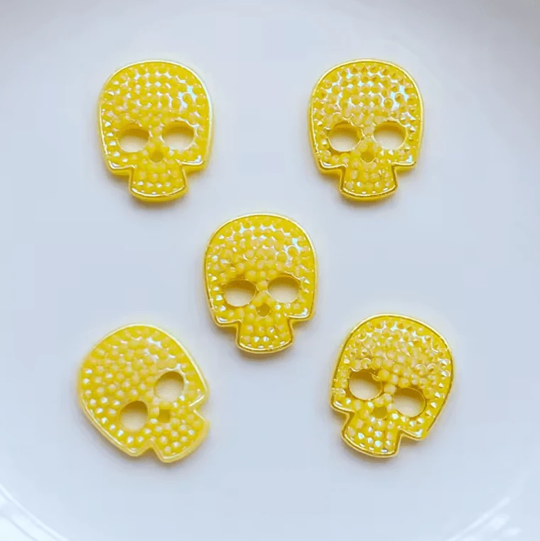 Yellow AB 12*14mm Skull AB, Glue on, Resin Gem (Sold in Pair) Resin Gems