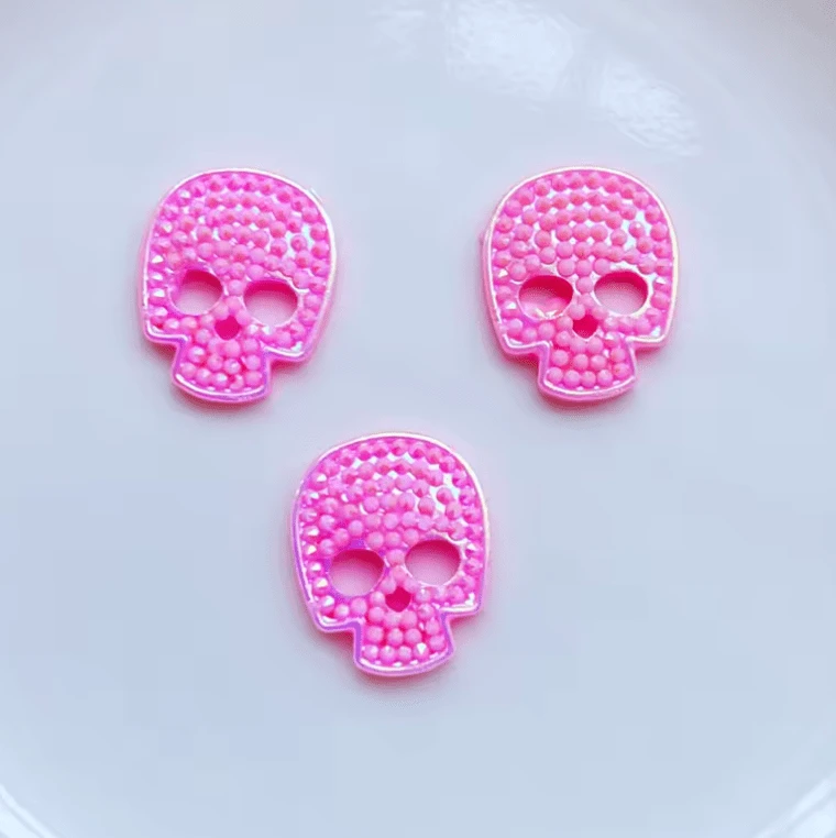 Light Pink AB 12*14mm Skull AB, Glue on, Resin Gem (Sold in Pair) Resin Gems