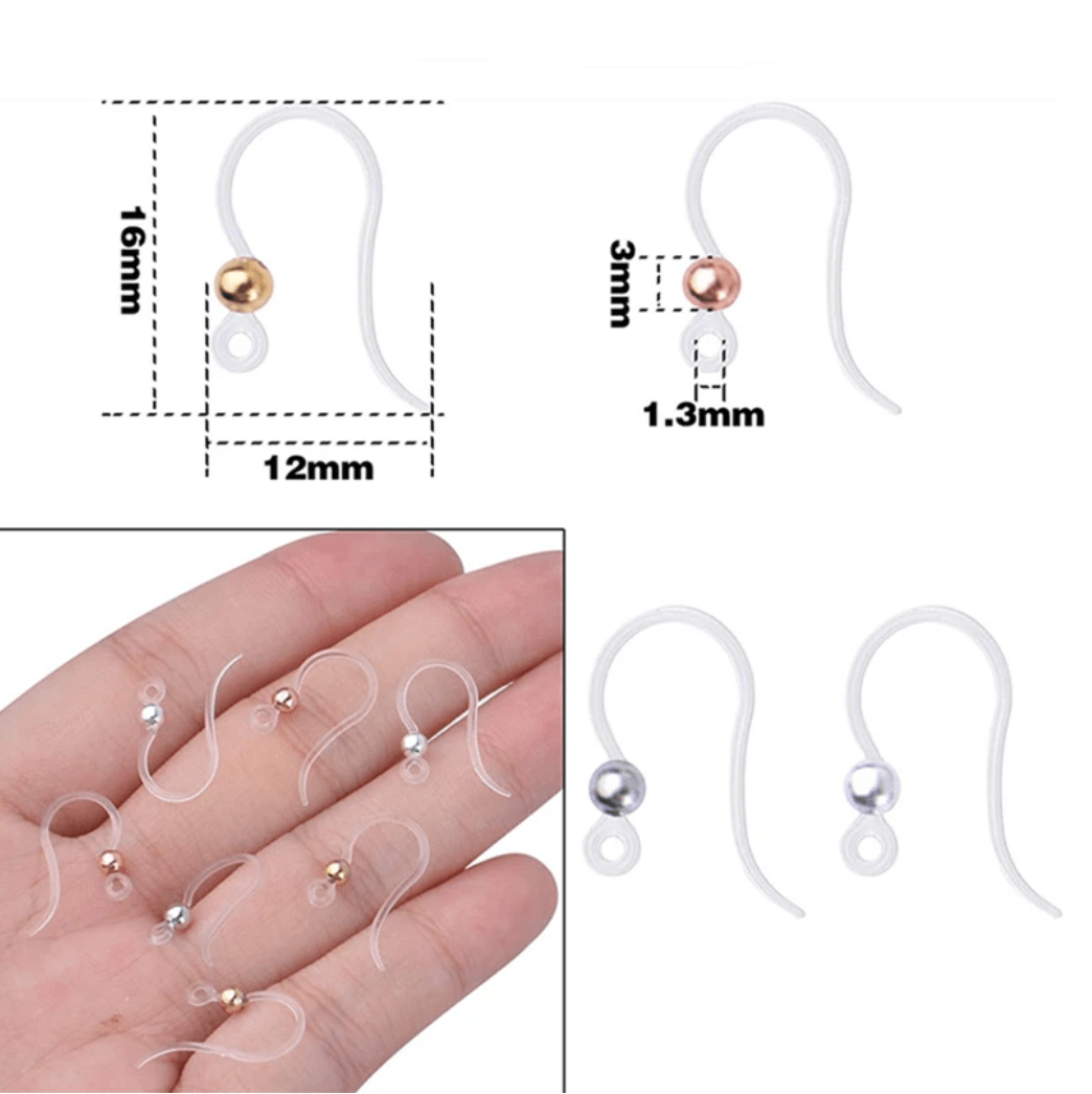 12*16mm Clear Plastic Hooks Earring Findings Basics (20 pairs) Earring Findings