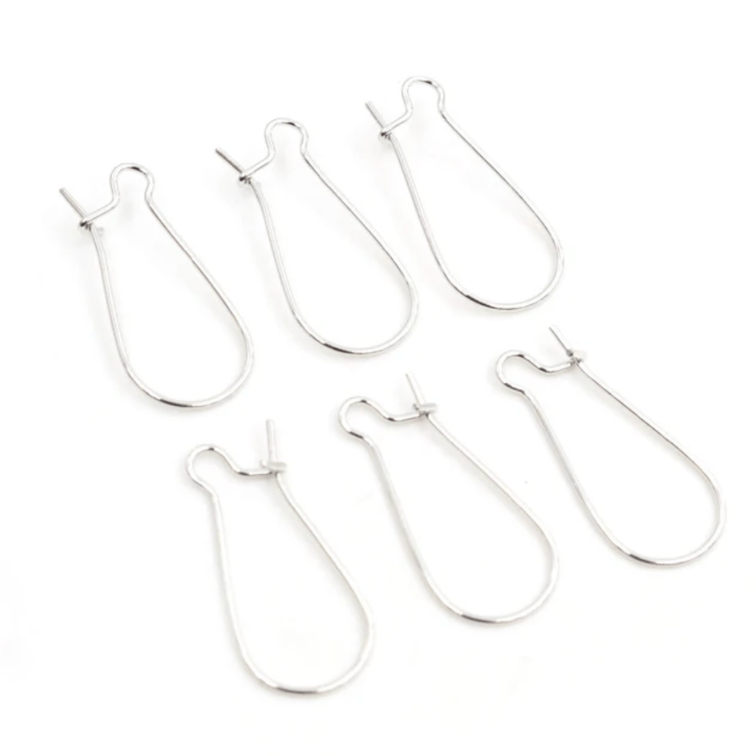 12*25mm Rounded Kidney Earwire Silver Earring Findings 50 pcs, Basics Basics