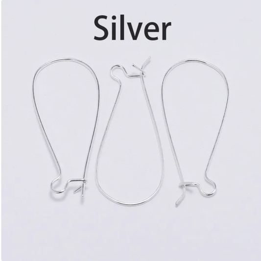 12*25mm Rounded Kidney Earwire Silver Earring Findings 50 pcs, Basics Basics