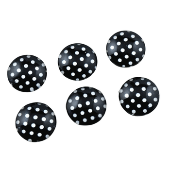12mm Black and White Polka Dot, Glue on, Resin Gem (Sold in Pair) Resin Gems