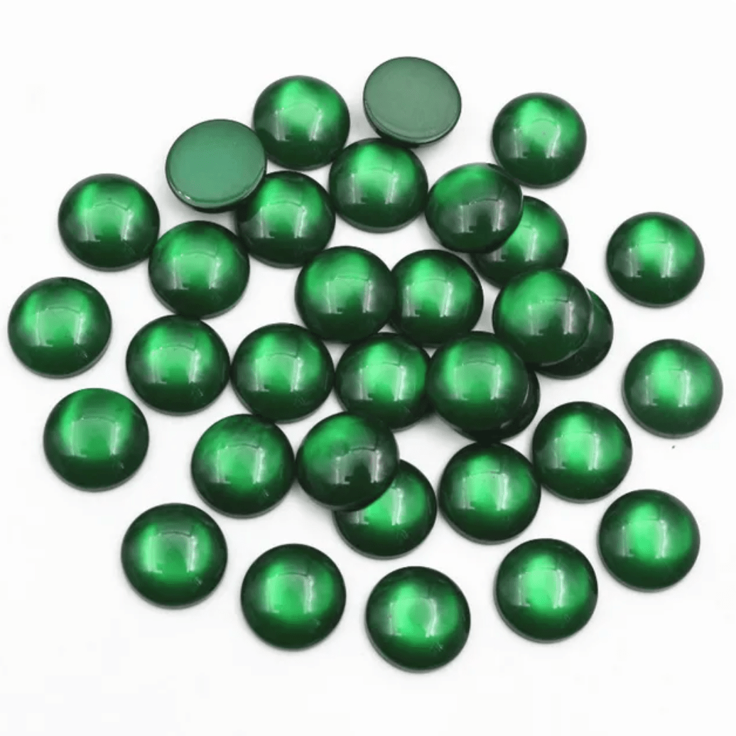 12mm Christmas Green "Cat Eye" Reflective Rivoli, Glue on, Resin Gem (Sold in Pair) Resin Gems