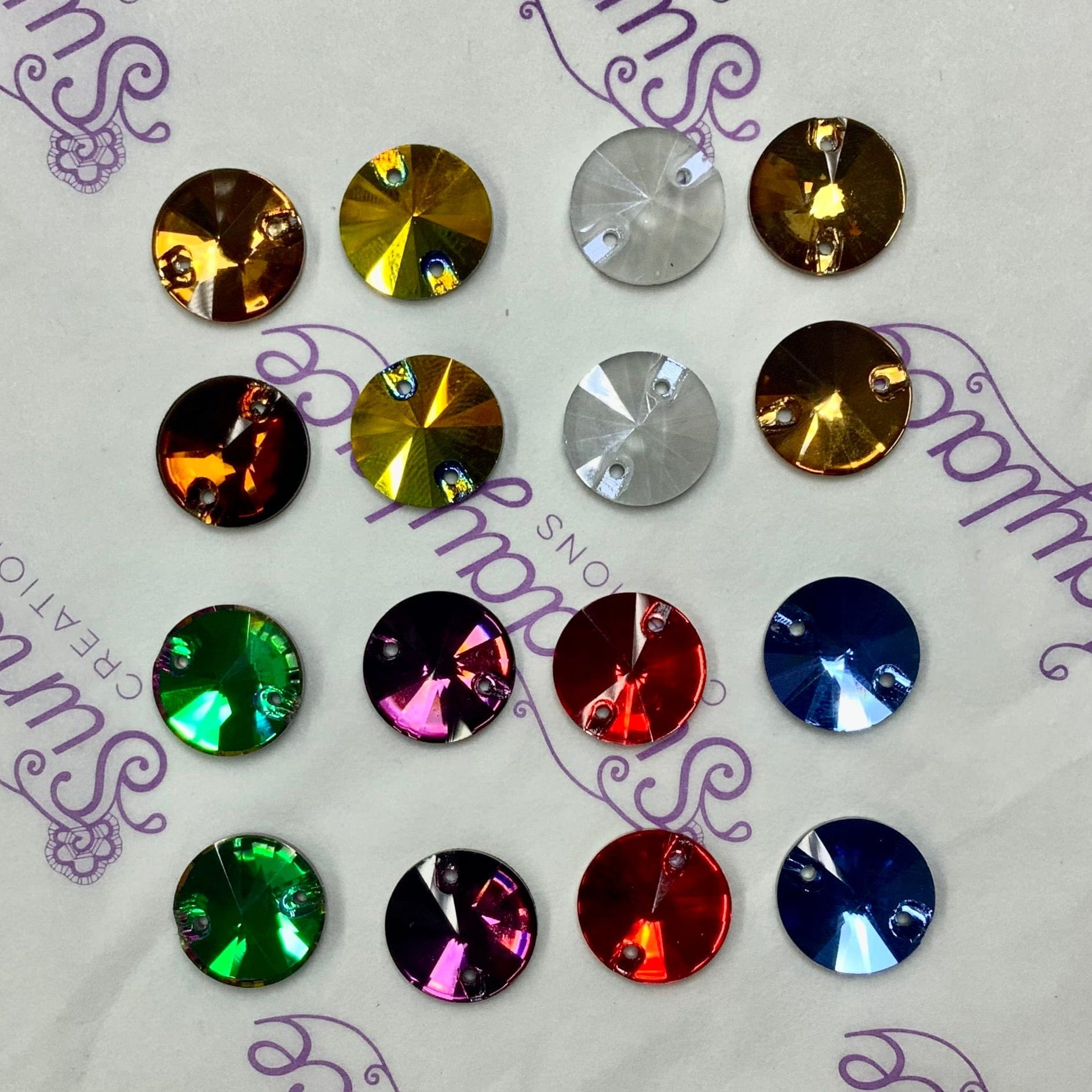 12mm *Circle me sparkly* Fancy Glass Gem Set *8 pairs*, Promotions Fancy Glass Gems