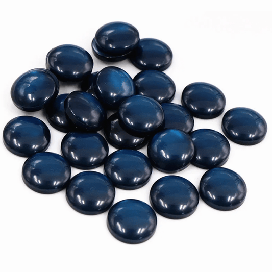 12mm Dark Navy Blue "Cat Eye" Reflective Rivoli, Glue on, Resin Gem (Sold in Pair) Resin Gems