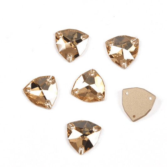 12mm Golden Shadow Fat Triangle Trillion, Sew on, Fancy Glass Gem (Sold in Pair) Fancy Glass Gems