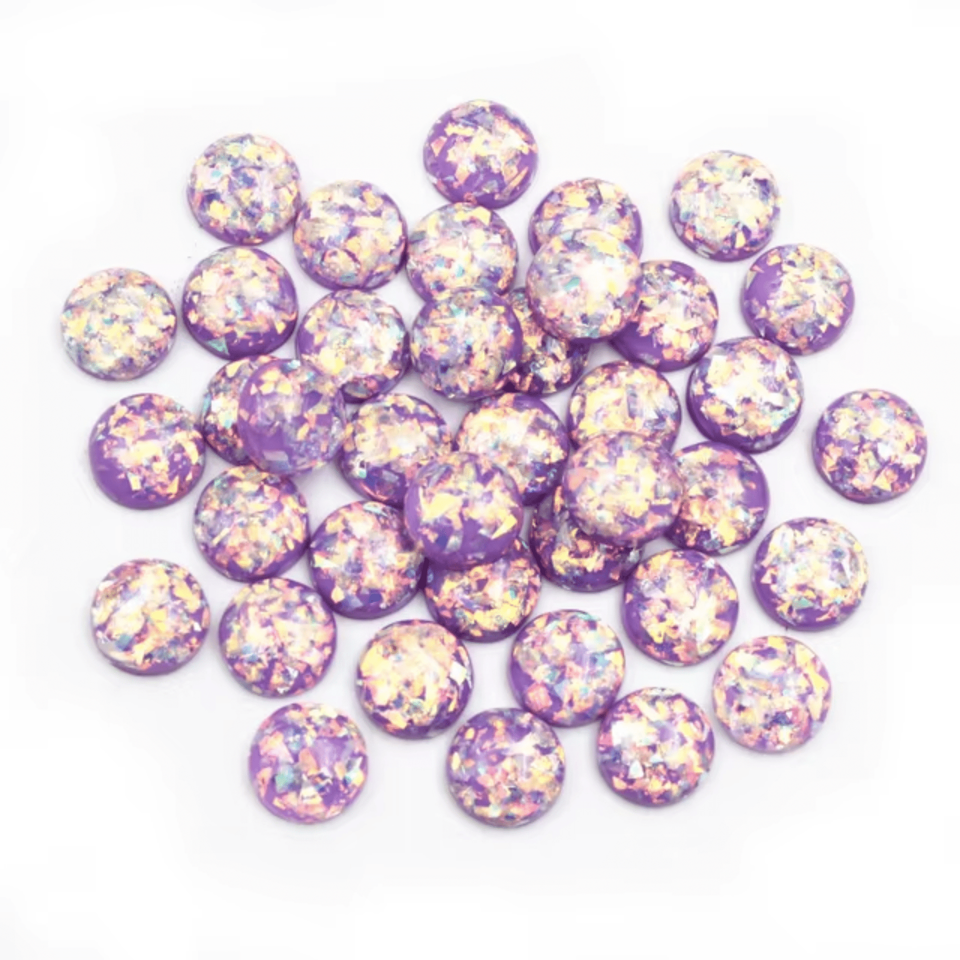 12mm Metallic Purple Round Rivoli Glue on, Fancy Glass Resin Gem *New* (Sold in Pair) Fancy Glass Gems