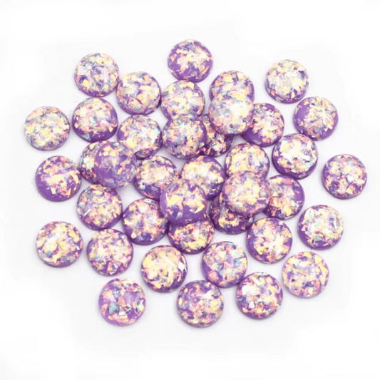 12mm Metallic Purple Round Rivoli Glue on, Fancy Glass Resin Gem *New* (Sold in Pair) Fancy Glass Gems