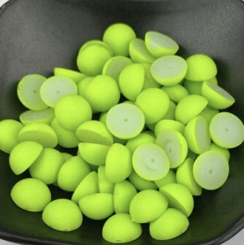 12mm Matte Lime Green MATTE Pearl Round Glue on Resin Pearl Gem (Sold in Pair) Resin Gems